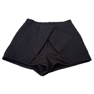 ZARA Women's Sz S Mini Shorts Quilted Black Crossover Pleat Detail High Waist